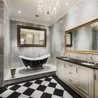 version of the bright style of the bathroom in black and white