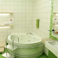 idea of ​​unusual design of a bathroom with a corner bathtub photo