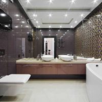 version of the unusual design of the bathroom with a corner bath picture