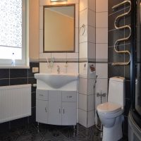 idea of ​​a modern bathroom interior in black and white photo