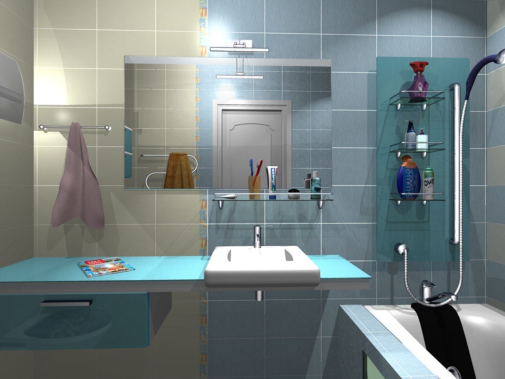 example of a beautiful bathroom interior of 5 sq.m