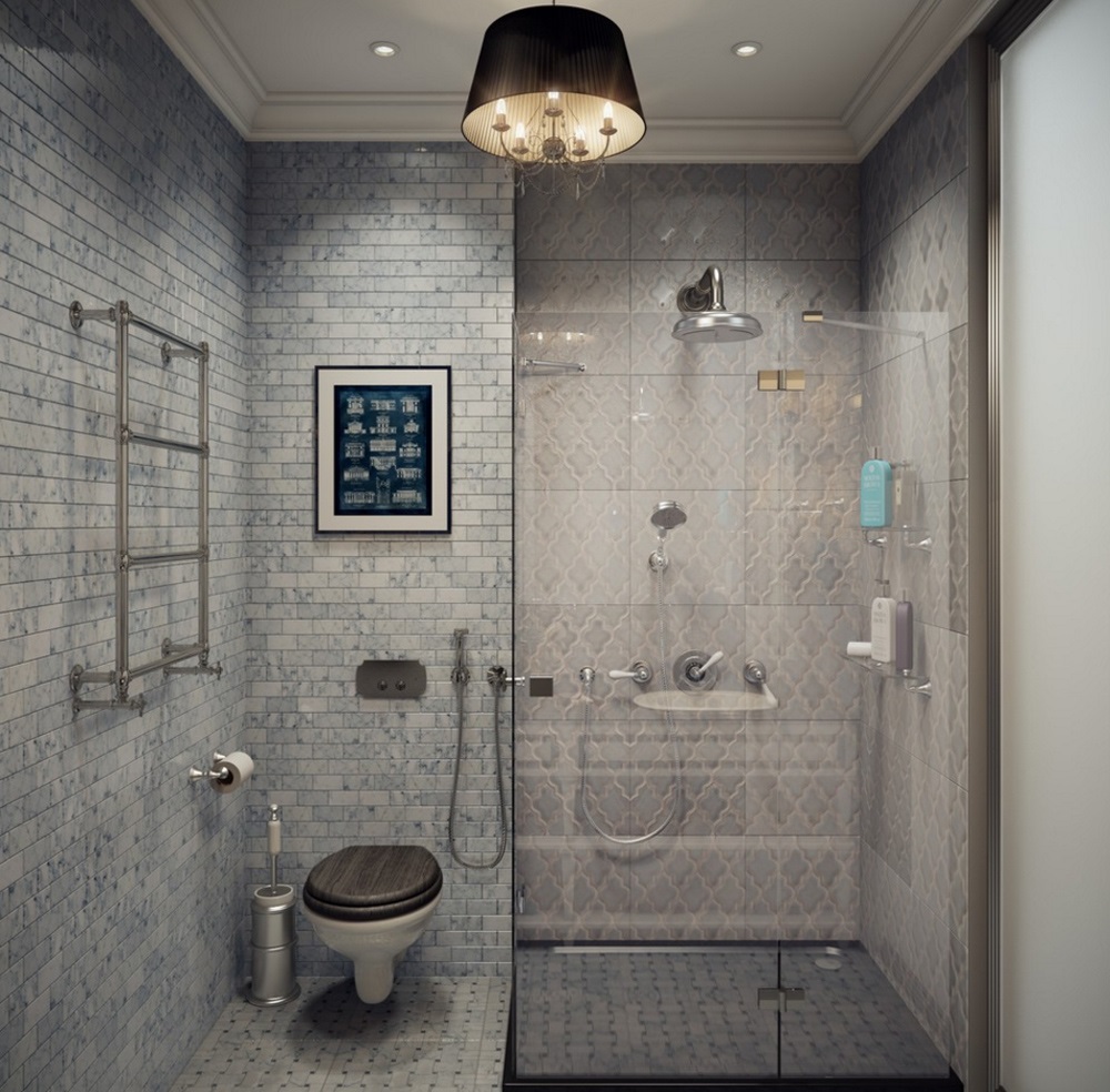 version of the unusual design of the bathroom 5 sq.m