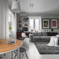 variant of the unusual interior of the living room 25 sq.m photo
