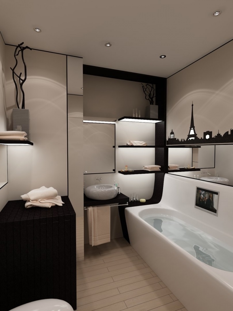 Un exemple de style de salle de bain lumineux de 5 m²