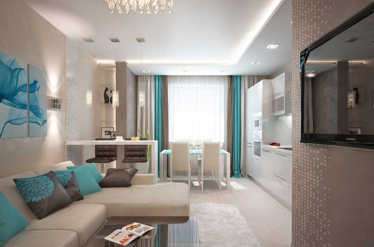version of the beautiful design of the living room 25 sq.m