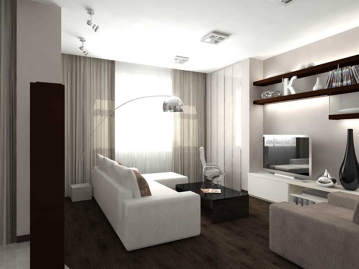 an example of a light design of a living room in the style of minimalism