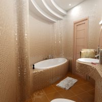 un esempio di uno stile insolito di un bagno in un'immagine a colori beige