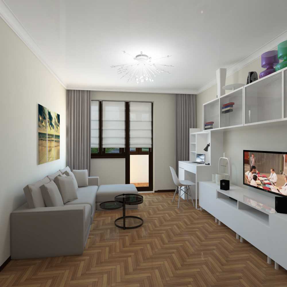 variant of the bright interior of a modern apartment of 50 sq.m