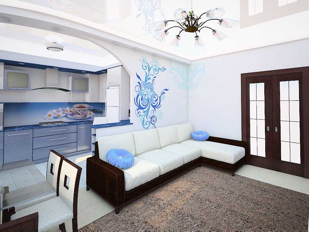 bright design of the living room 25 sq.m