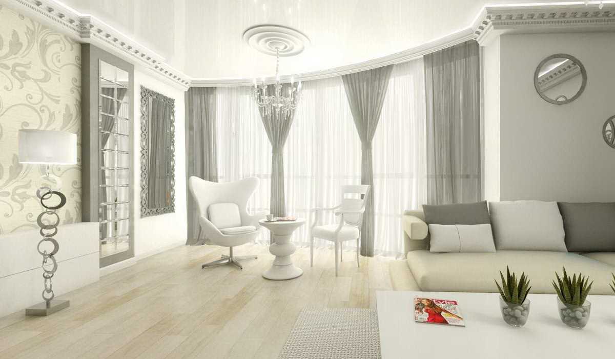variante del design luminoso del soggiorno con una vetrata