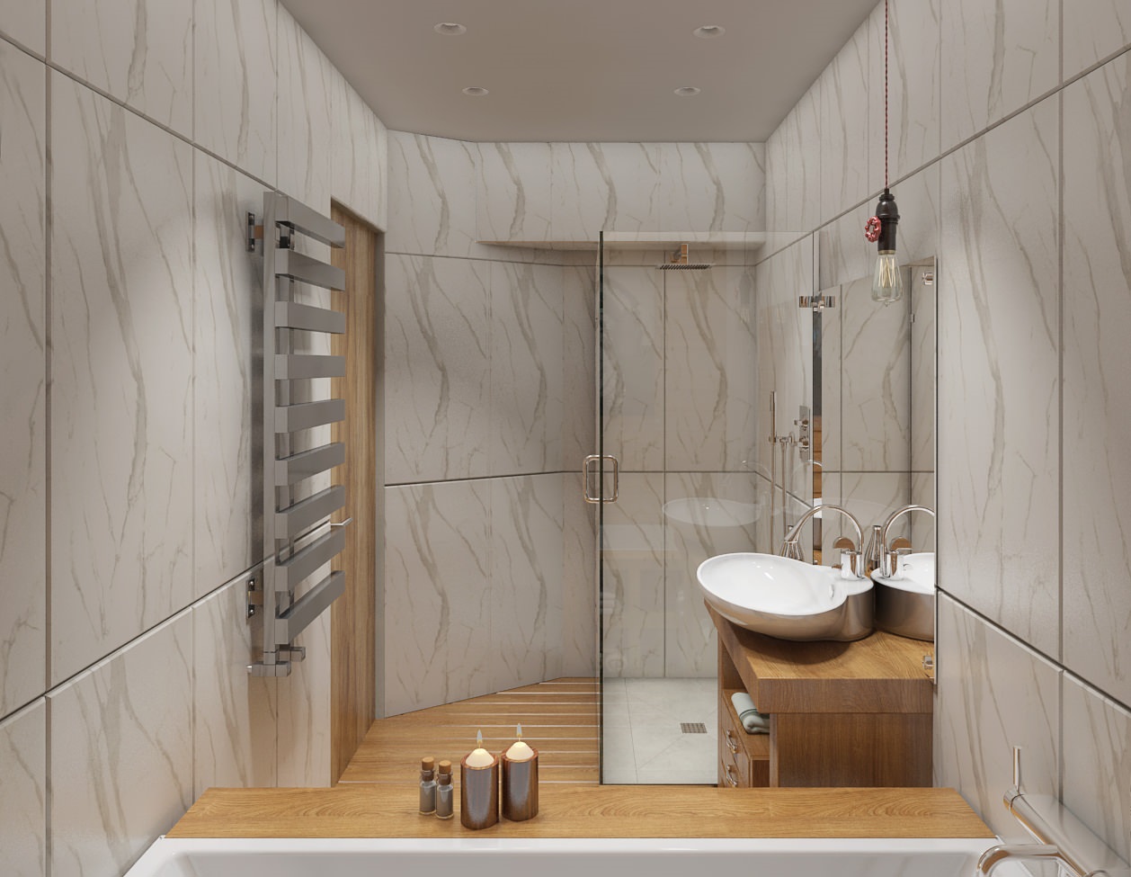 An example of a bright style of a bathroom of 5 sq.m