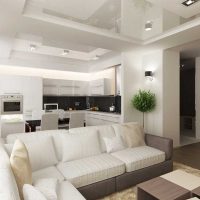 An example of a bright interior of a living room 19-20 sq.m photo