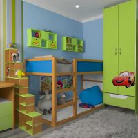 the idea of ​​a bright nursery interior for two boys photo
