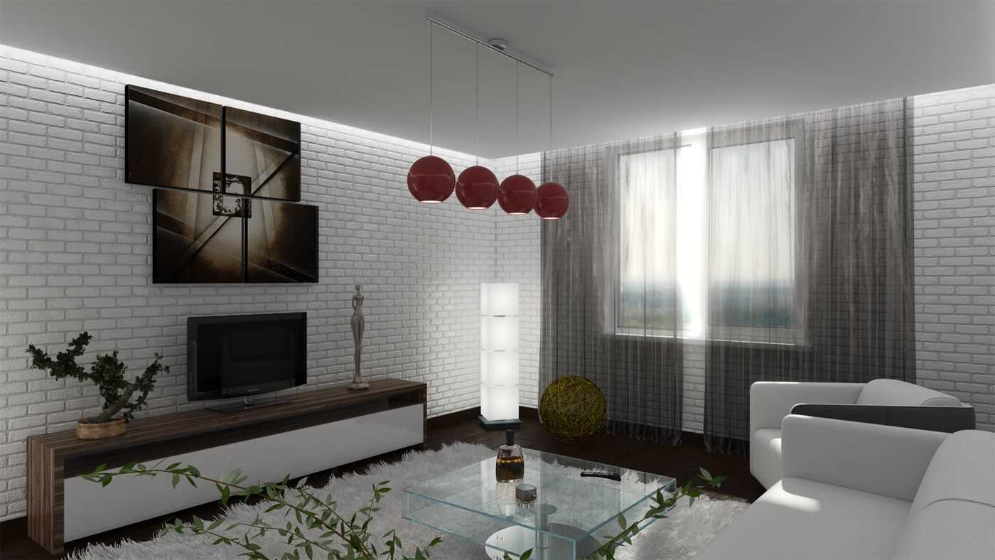 versione del design luminoso del soggiorno in stile minimalista