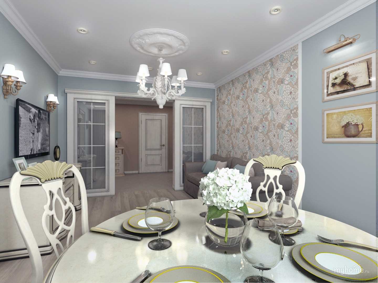 variant of the unusual interior of the apartment in the style of a modern classic
