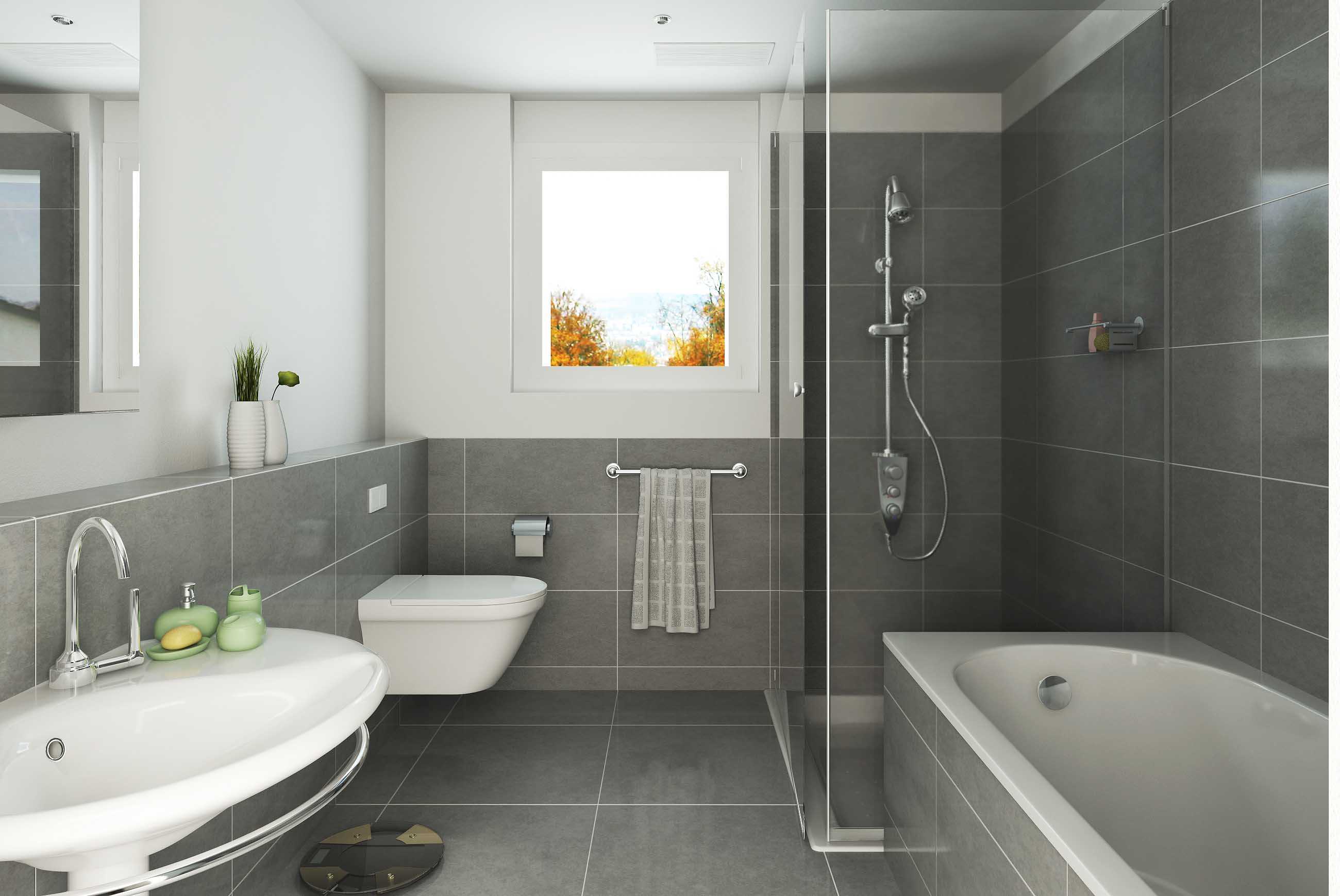 idée de design moderne d'une grande salle de bain