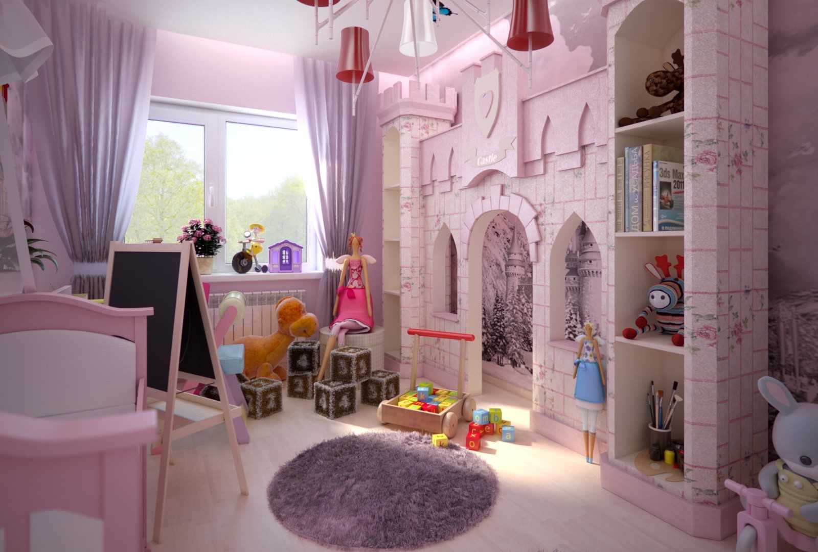 the idea of ​​an unusual style of a nursery for a girl