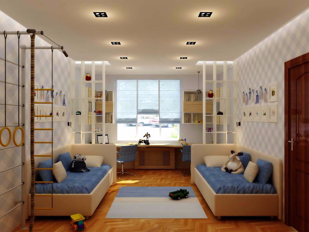 variant of a bright decor of a children's room for two boys