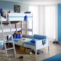 the idea of ​​an unusual style of a children's room for two boys photo