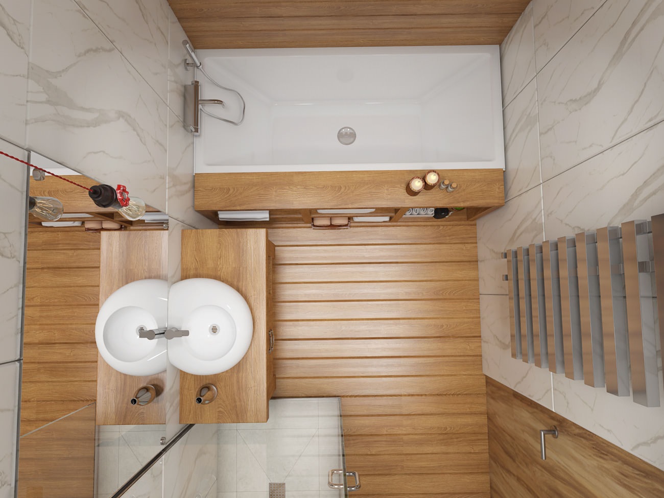 opzione di design luminoso di un bagno di 5 mq