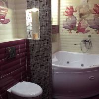 idea of ​​bright design of a bathroom with a corner bathroom photo
