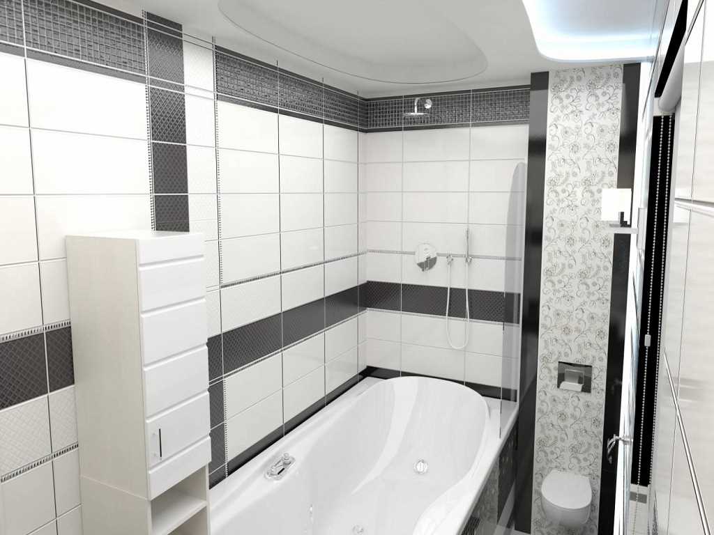 a variant of a beautiful bathroom interior in black and white