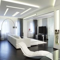un esempio di un interno luminoso di un salotto nello stile della foto minimalista
