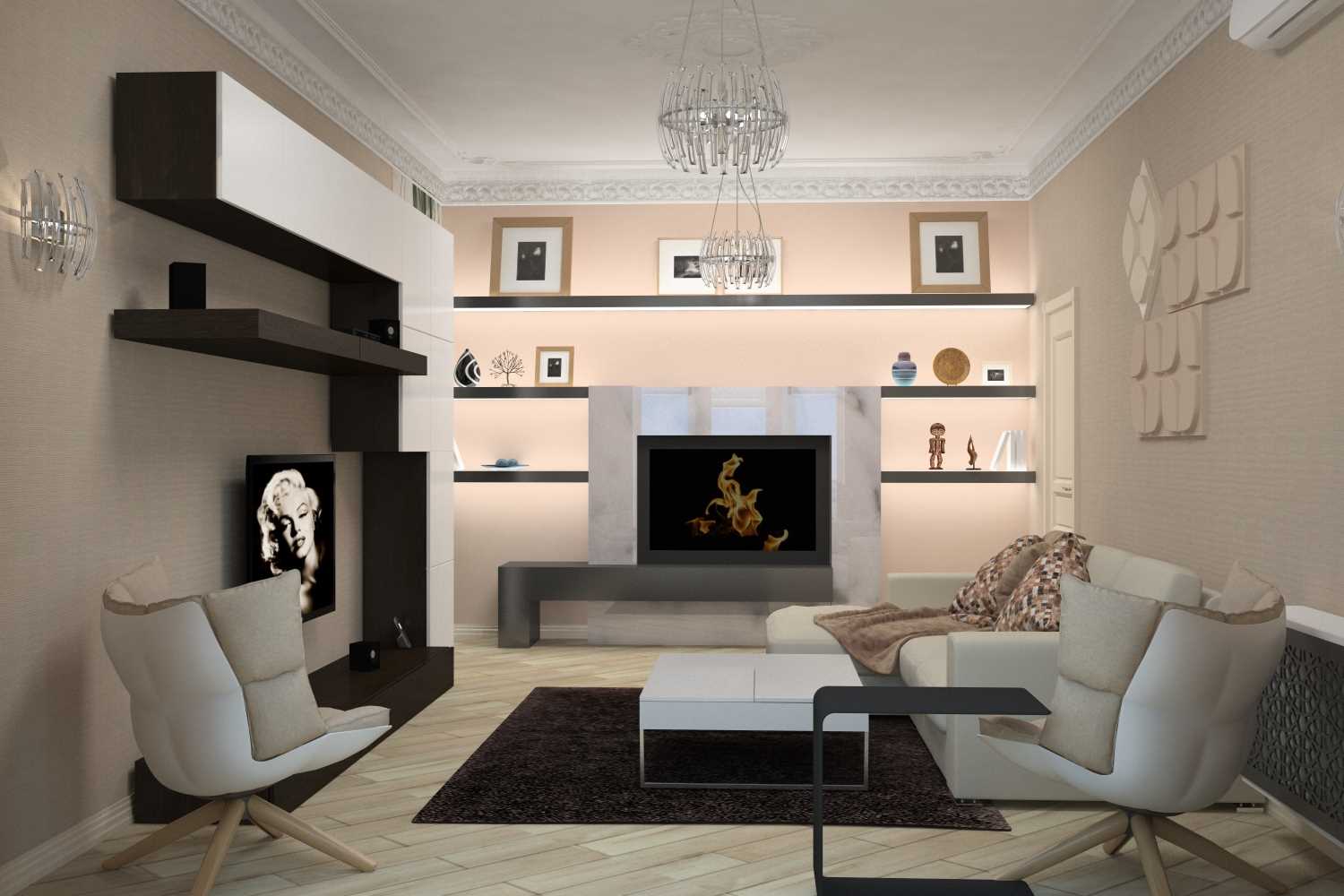 the idea of ​​a light living room decor in a modern style
