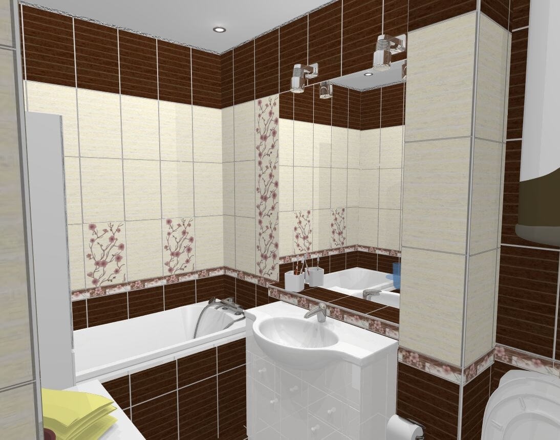 an example of an unusual style of a bathroom of 5 sq.m
