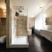 version of a beautiful bathroom interior with a picture window