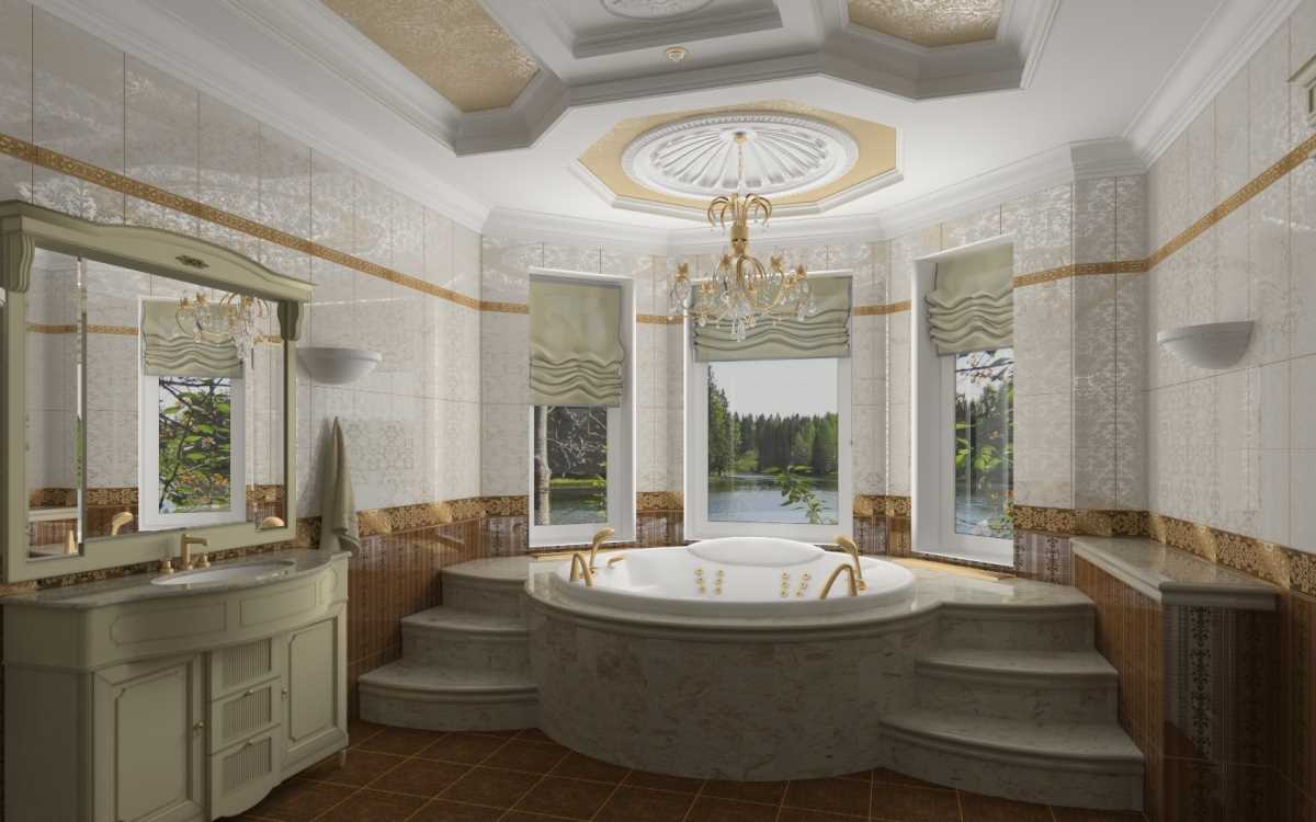version of the light design of the bathroom in a classic style