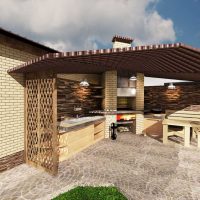 idea of ​​bright design of the courtyard of a private house picture