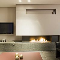 version of the unusual decor of the living room with fireplace photo