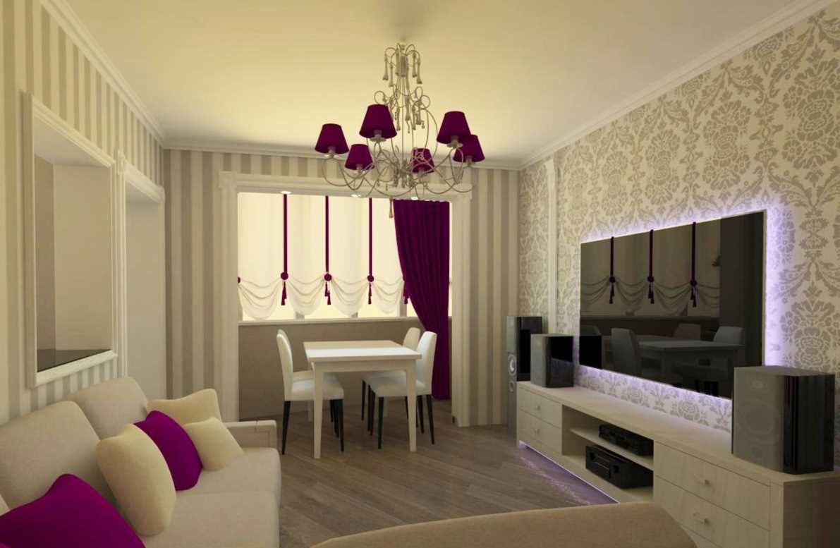 variant of a bright interior of a modern apartment of 50 sq.m