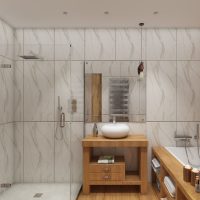 Un esempio di un luminoso bagno di design di 5 mq