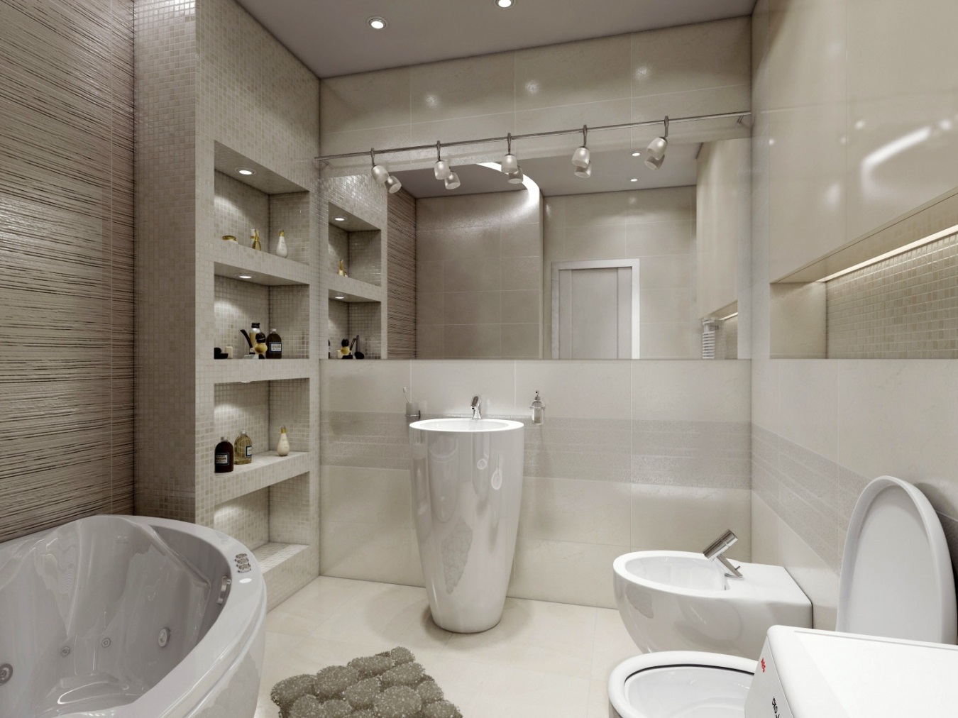 example of a bright design of a bathroom of 5 sq.m