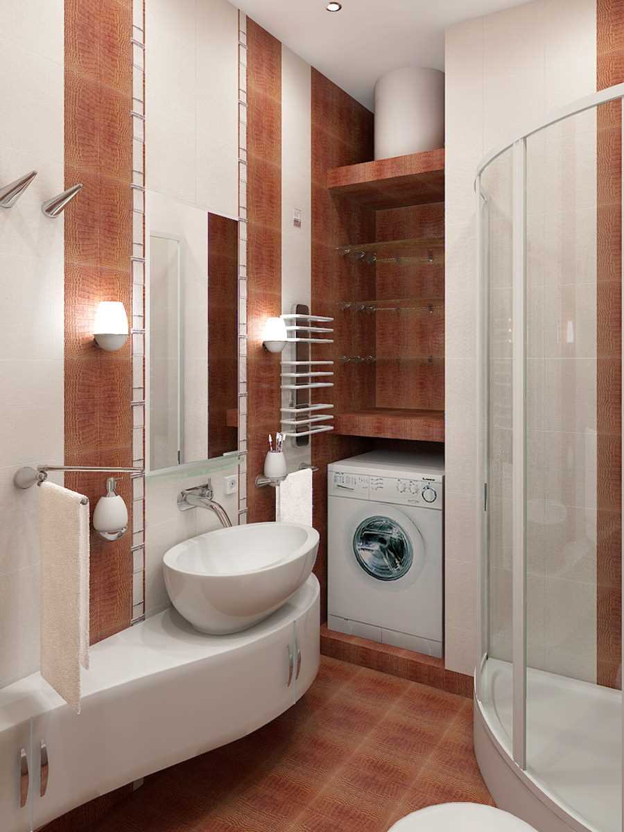 idea of ​​an unusual style of a bathroom 2.5 sq.m