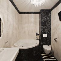 idea of ​​a bright style bathroom with corner bathtub photo