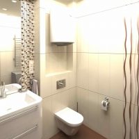 An example of a light bathroom interior in beige color picture