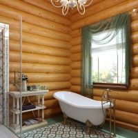 idée d'une salle de bain de style moderne dans une photo de maison en bois