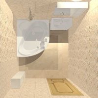 versione dell'insolito interno del bagno con una foto della vasca ad angolo