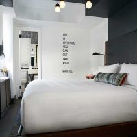 idea of ​​a modern bedroom design in white color photo