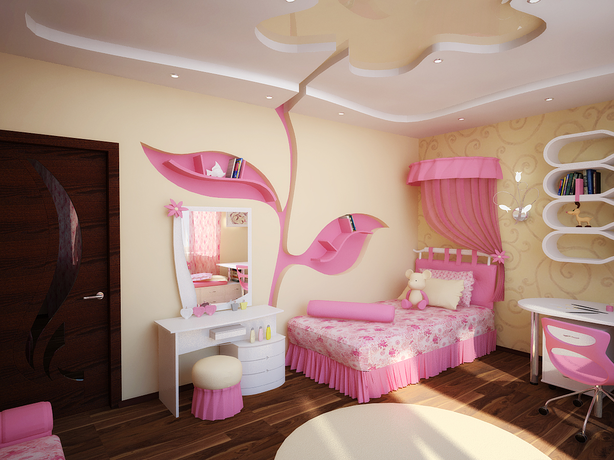 the idea of ​​a beautiful design of a children's room for a girl