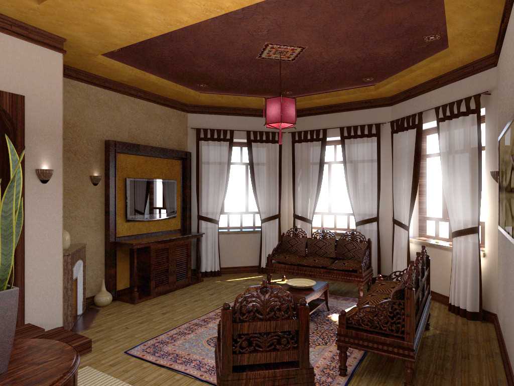 version of the beautiful interior of the living room with a bay window