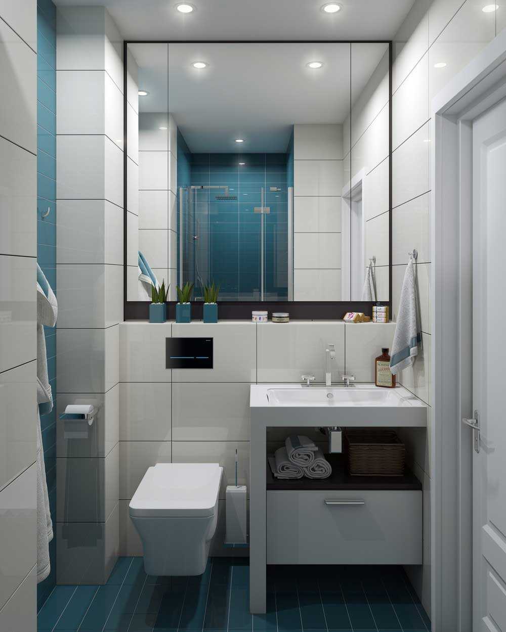 the idea of ​​a beautiful design of a bathroom of 3 sq.m