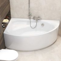 idea of ​​modern bathroom design with corner bathtub photo