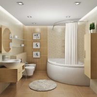 idea di un bellissimo interno del bagno con una foto del bagno d'angolo