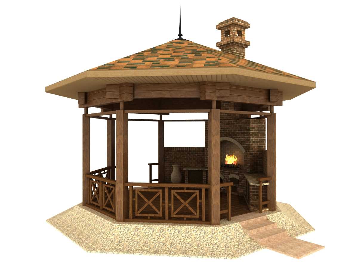 version of the modern interior of the gazebo in the yard