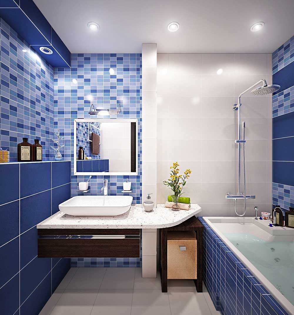option of bright design of a bathroom of 4 sq.m