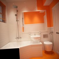 An example of an unusual style of a bathroom 5 sq. m picture